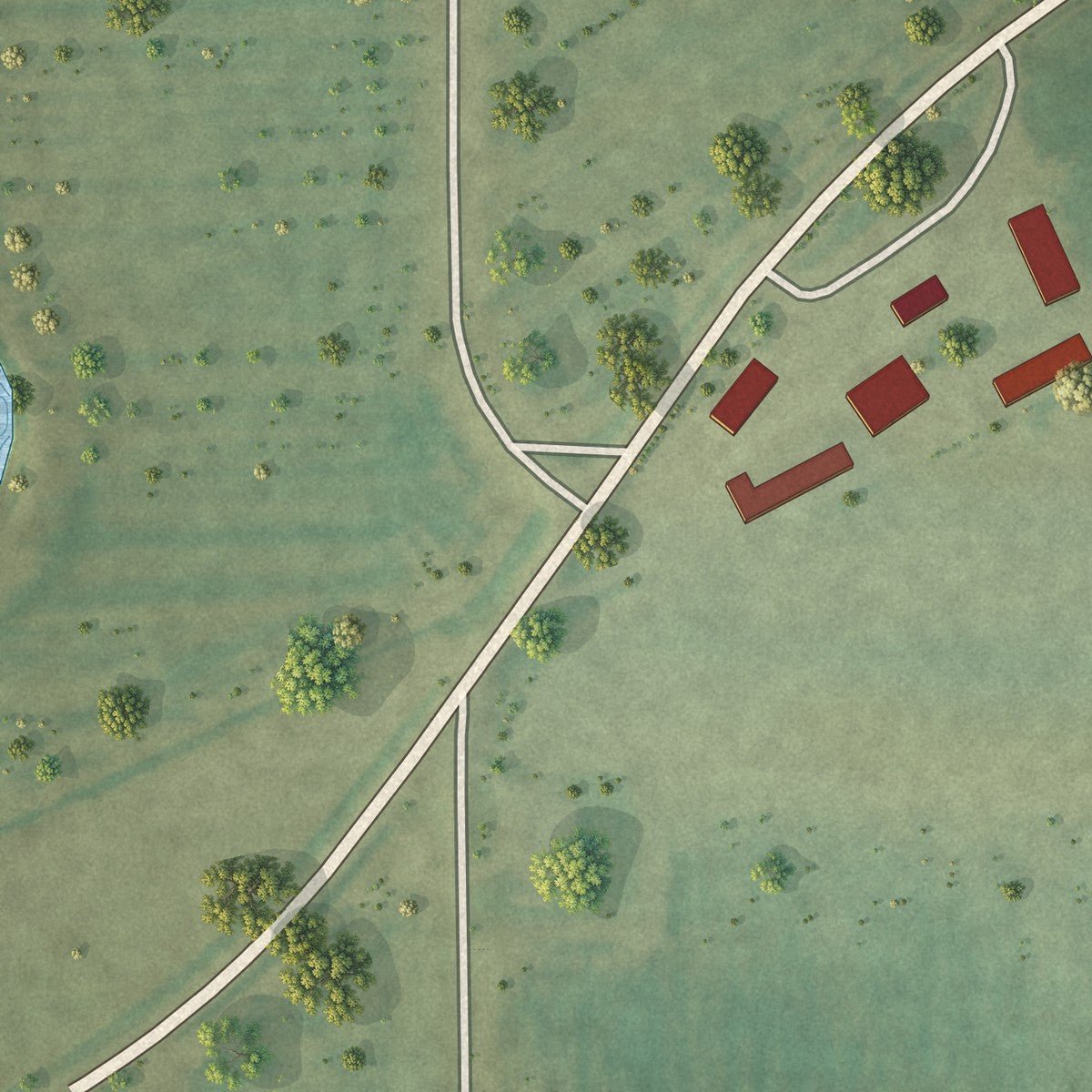 Second close-up of the map of Delta, Missouri print showing more streets and buildings