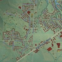 Second close-up of the map of Demopolis, Alabama print showing more streets and buildings