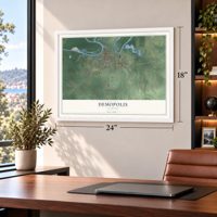 Demopolis, Alabama map, 18 x 24 inch print in a white frame in a home office