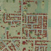 Second close-up of the map of Denair, California print showing more streets and buildings