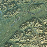 Second close-up of the map of Denali, Alaska print showing more streets and buildings