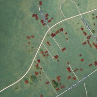 Second close-up of the map of Dendron, Virginia print showing more streets and buildings