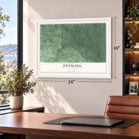 Denmark, New York map, 18 x 24 inch print in a white frame in a home office