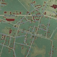 Second close-up of the map of Denmark, South Carolina print showing more streets and buildings