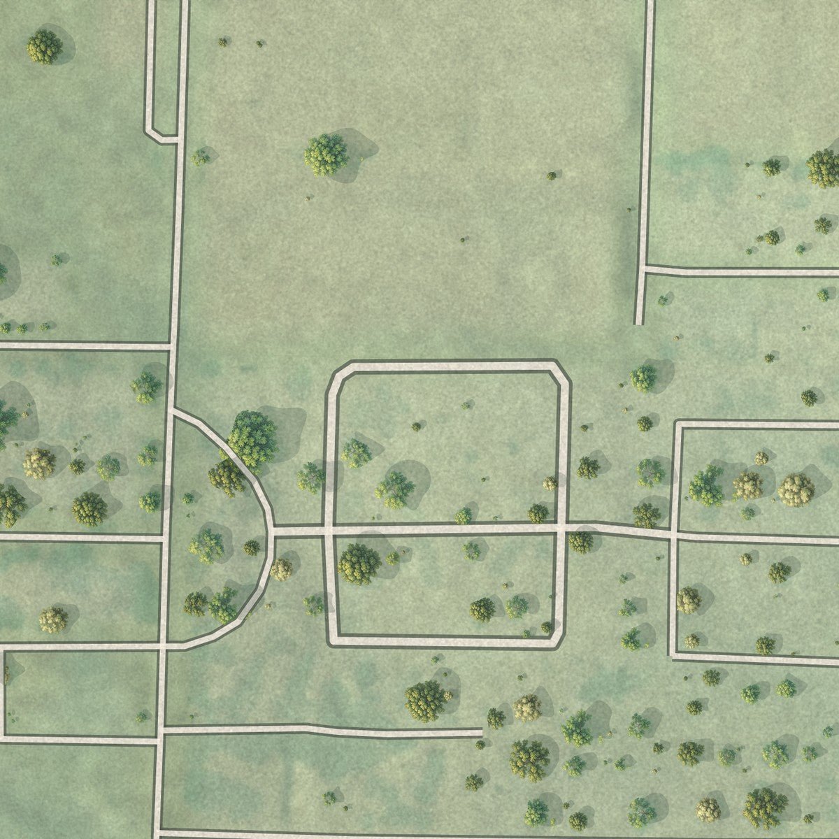 Second close-up of the map of Dennis Acres, Missouri print showing more streets and buildings