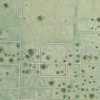 Second close-up of the map of Dennis Acres, Missouri print showing more streets and buildings