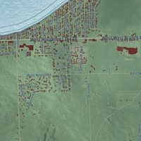 Second close-up of the map of Denton, Michigan print showing more streets and buildings