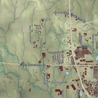 Second close-up of the map of Denton, Texas print showing more streets and buildings