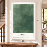 Denver, Isabella County, Michigan map, 24 x 36 inch print in a white frame by a staircase