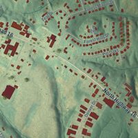 Second close-up of the map of Denver, North Carolina print showing more streets and buildings