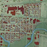 Second close-up of the map of Depew, New York print showing more streets and buildings