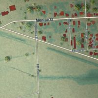 Second close-up of the map of Deport, Texas print showing more streets and buildings