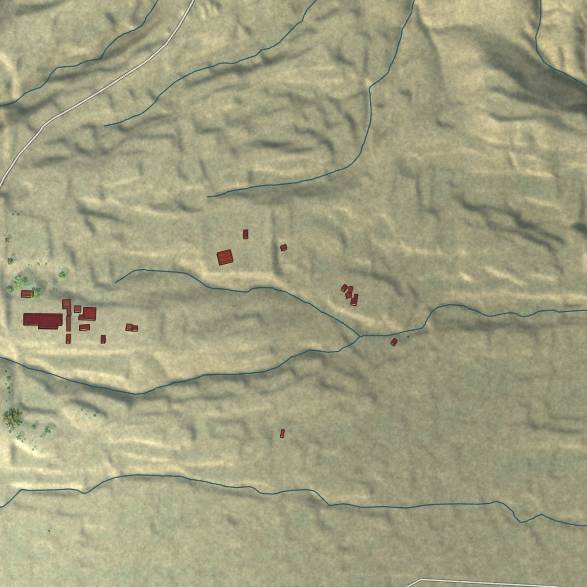 Second close-up of the map of Derby Acres, California print showing more streets and buildings