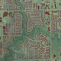 Second close-up of the map of Derby, Kansas print showing more streets and buildings