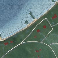 Second close-up of the map of Dering Harbor, New York print showing more streets and buildings