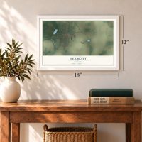 Dermott, Arkansas map, 12 x 18 inch print in a white frame in an entryway