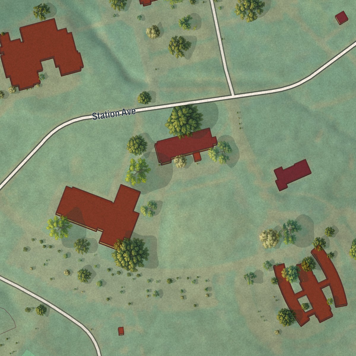 Second close-up of the map of DeSales University, Pennsylvania print showing more streets and buildings