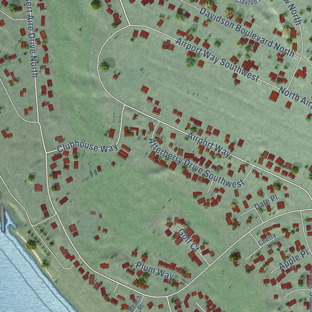 Second close-up of the map of Desert Aire, Washington print showing more streets and buildings