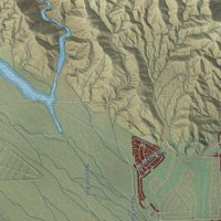 Second close-up of the map of Desert Hot Springs, California print showing more streets and buildings