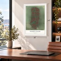 Desert Palms, California map, 18 x 24 inch print in a white frame in a home office