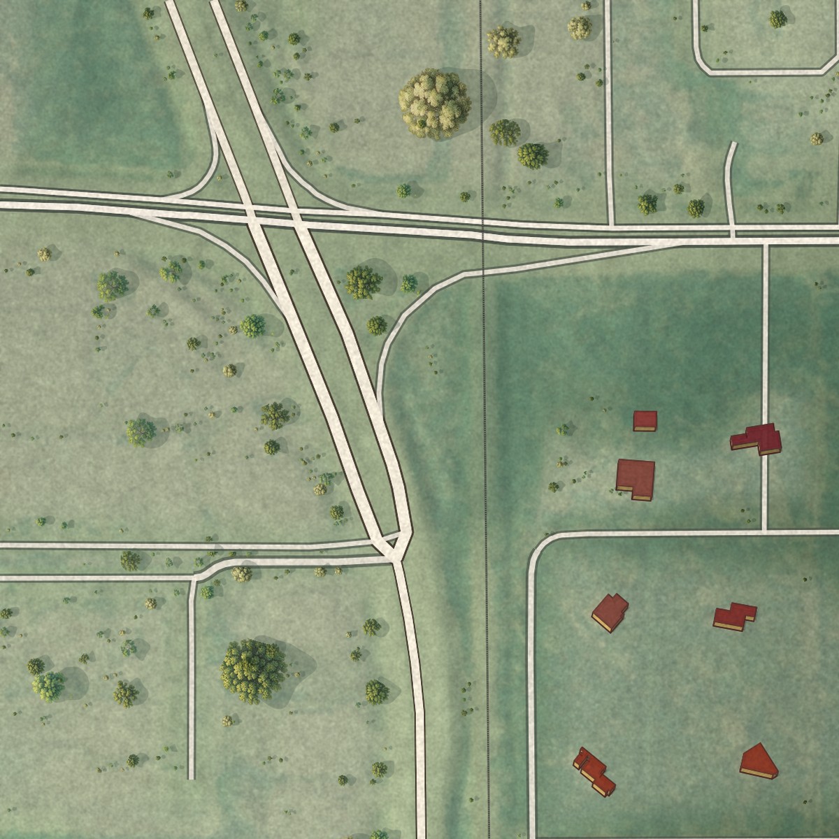 Second close-up of the map of Desoto Acres, Florida print showing more streets and buildings