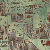 Second close-up of the map of DeSoto, Texas print showing more streets and buildings