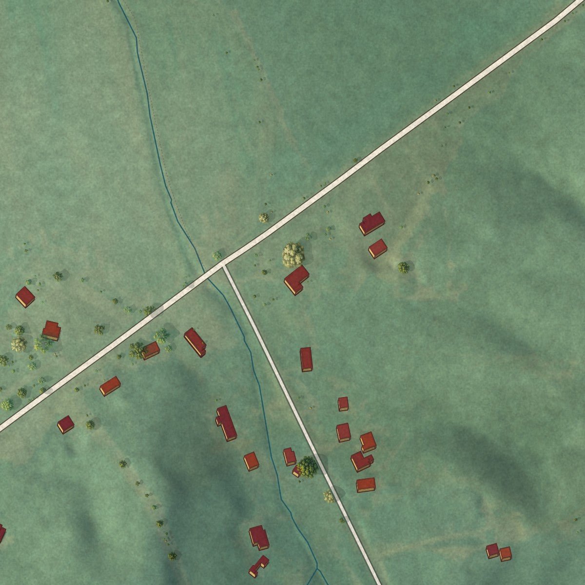 Second close-up of the map of Detroit, Alabama print showing more streets and buildings