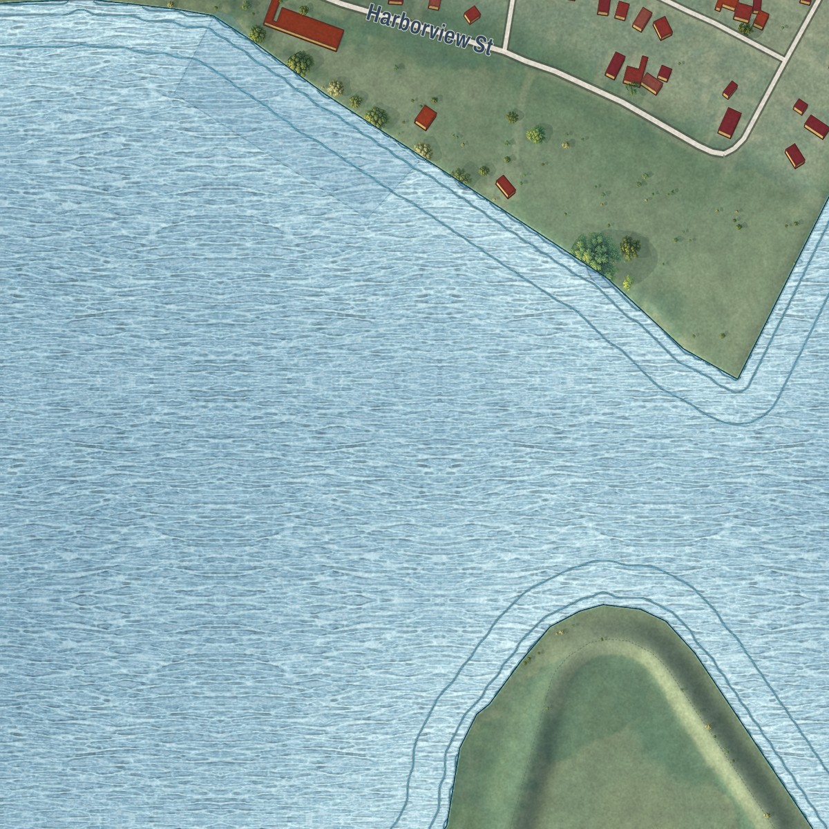 Second close-up of the map of Detroit Beach, Michigan print showing more streets and buildings