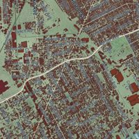 Second close-up of the map of Detroit, Michigan print showing more streets and buildings