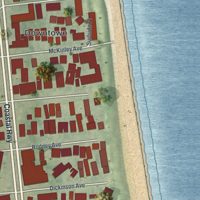 Second close-up of the map of Dewey Beach, Delaware print showing more streets and buildings
