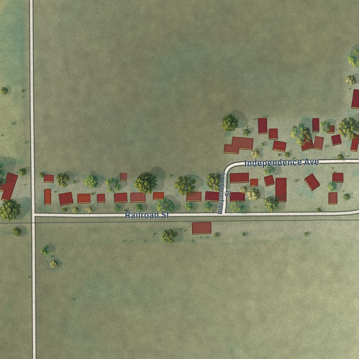 Second close-up of the map of Dewey, Illinois print showing more streets and buildings