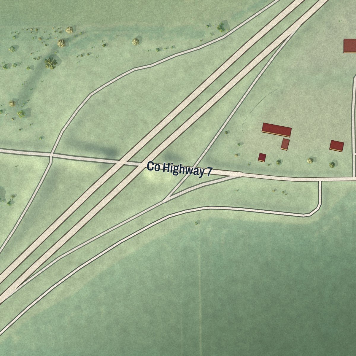 Second close-up of the map of Dexter, Minnesota print showing more streets and buildings