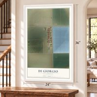 Di Giorgio, California map, 24 x 36 inch print in a white frame by a staircase