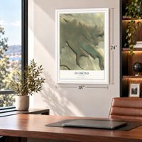 Diamond, Oregon map, 18 x 24 inch print in a white frame in a home office