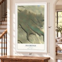 Diamond, Oregon map, 24 x 36 inch print in a white frame by a staircase