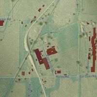 Second close-up of the map of Diaz, Arkansas print showing more streets and buildings