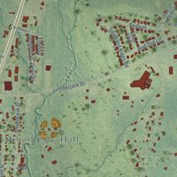 Second close-up of the map of Diboll, Texas print showing more streets and buildings
