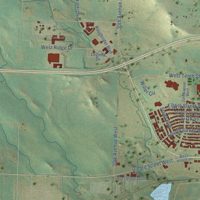 Second close-up of the map of Dickinson, North Dakota print showing more streets and buildings