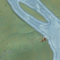 Second close-up of the map of Dillingham, Alaska print showing more streets and buildings