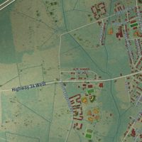 Second close-up of the map of Dillon, South Carolina print showing more streets and buildings