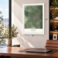 Dillon, South Carolina map, 18 x 24 inch print in a white frame in a home office