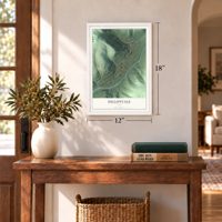 Dillonvale, Ohio map, 12 x 18 inch print in a white frame in an entryway