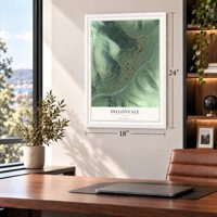 Dillonvale, Ohio map, 18 x 24 inch print in a white frame in a home office