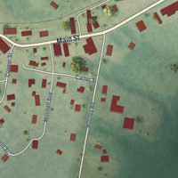 Second close-up of the map of Dillwyn, Virginia print showing more streets and buildings