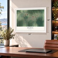 Dillwyn, Virginia map, 18 x 24 inch print in a white frame in a home office