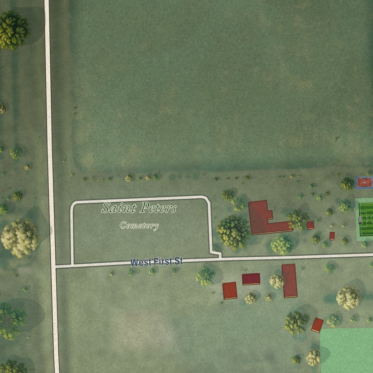 Second close-up of the map of Dimock, South Dakota print showing more streets and buildings