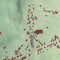 Second close-up of the map of Distant, Pennsylvania print showing more streets and buildings