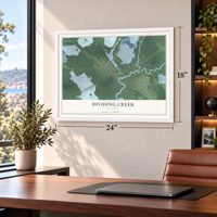 Dividing Creek, New Jersey map, 18 x 24 inch print in a white frame in a home office