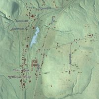 Second close-up of the map of Dix, New York print showing more streets and buildings