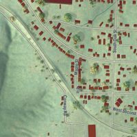 Second close-up of the map of Dixon, Missouri print showing more streets and buildings